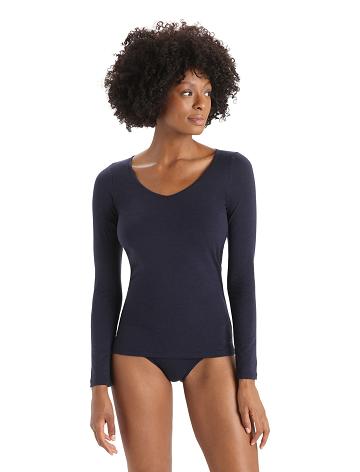 Dámské Spodní Prádlo Icebreaker Merino Siren Long Sleeve Sweetheart Top Tmavě Blankyt | CZ 1260RVDW